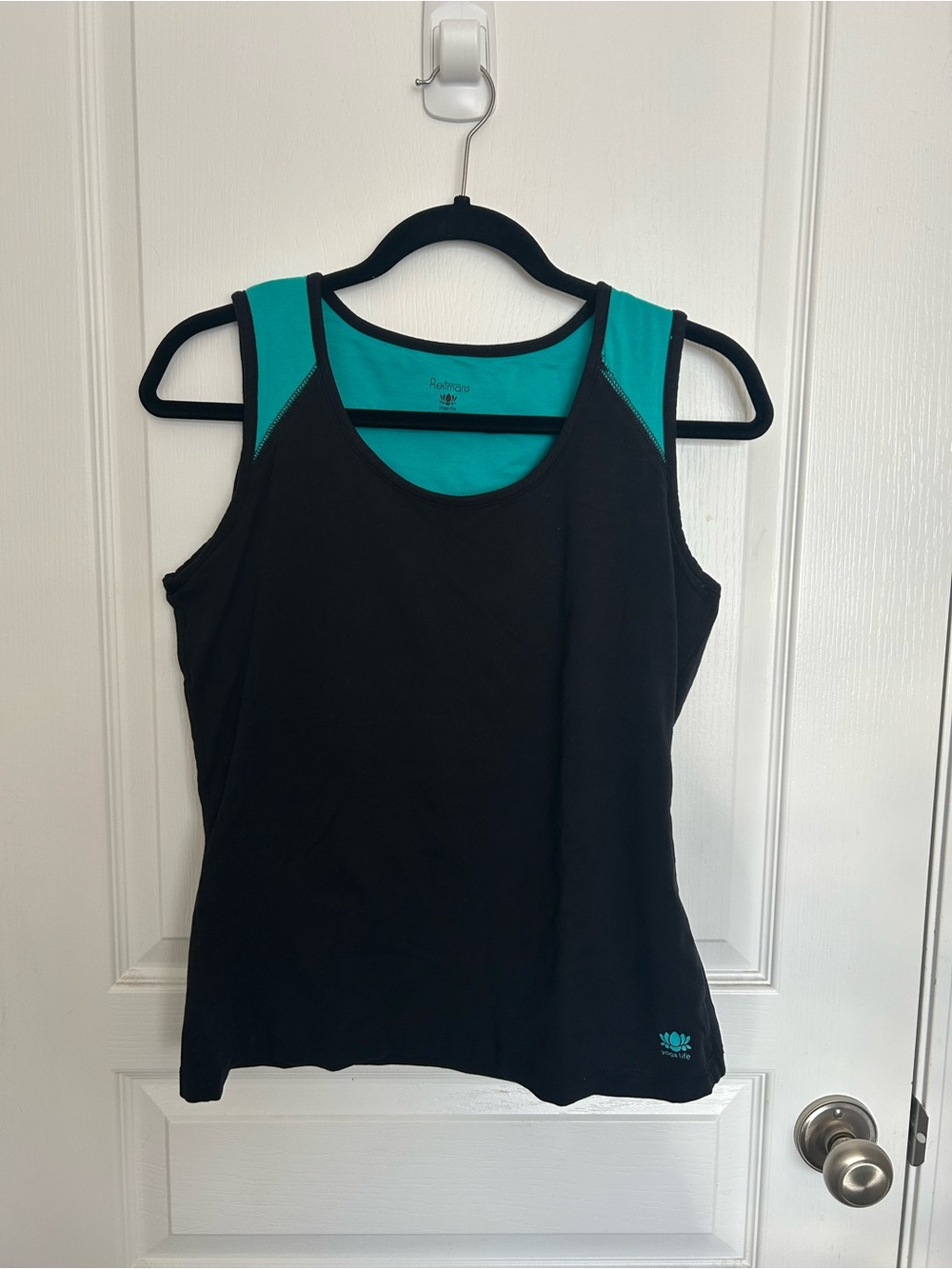 Reitmans Black Tank Top with Teal Accents